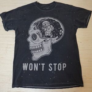 Eighty Eight “Won’t Stop” Skeleton Astronaut Skull Graphic Tee Men’s Medium